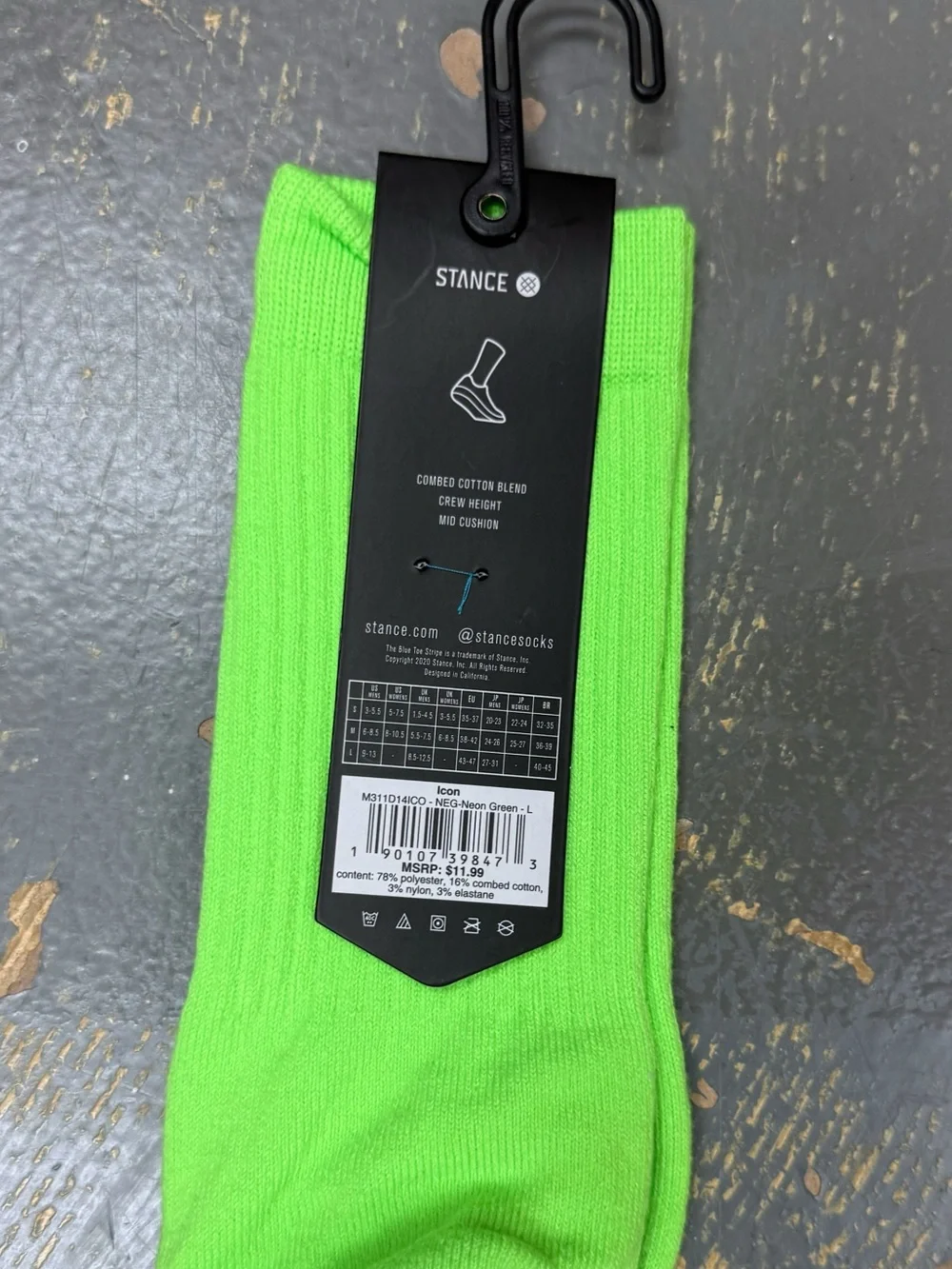 Stance Combed Cotton Fluorescent Neon Green Crew Socks Icon